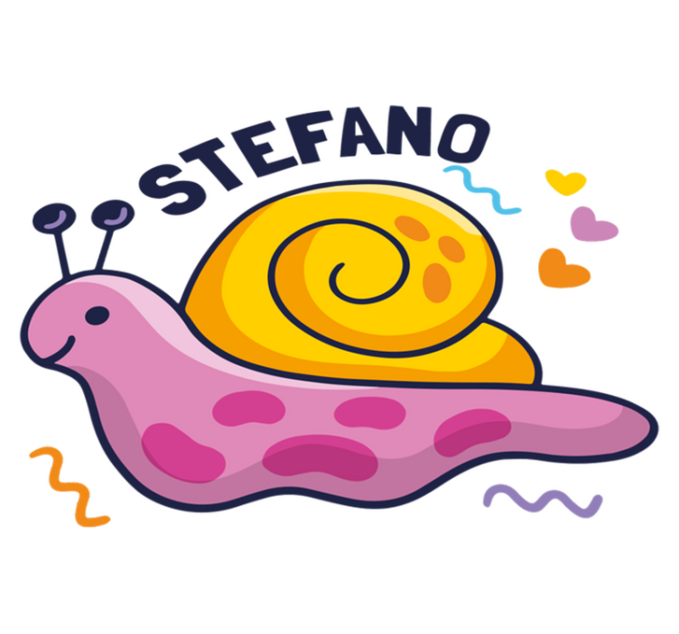 Vinil podovi djeca šareni puž s imenom - TenStickers