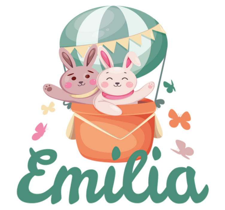 Vinil podovi djeca s prilagođenim zeko balonima - TenStickers