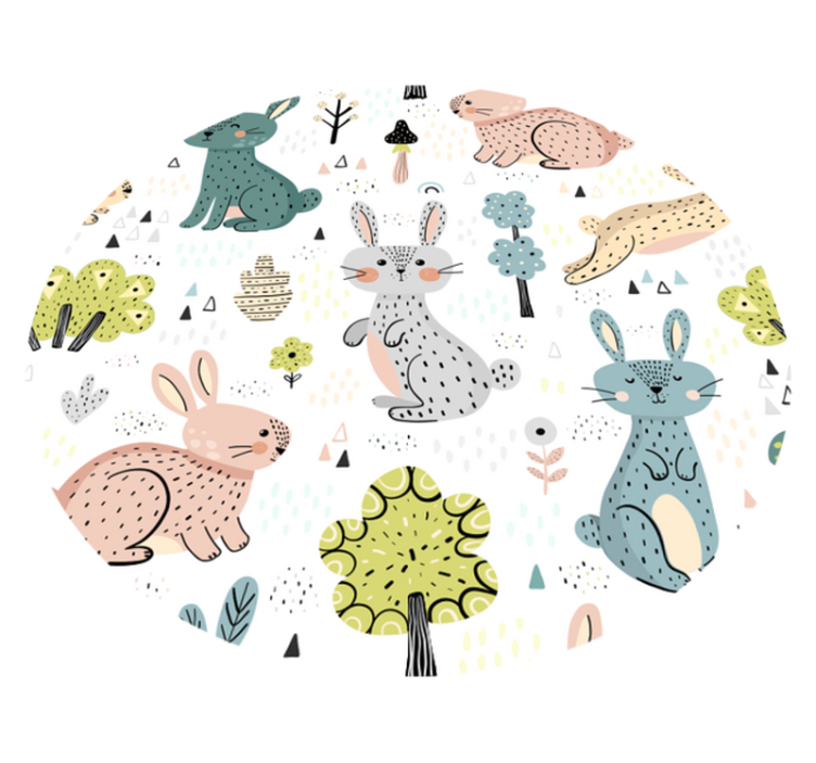 Prekrasna dječja vinilna prostirka s lijepim zečicama - TenStickers