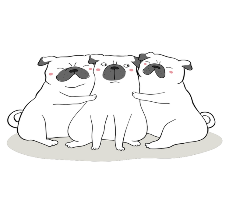Vinil podovi životinja adorable Pug Trio - TenStickers
