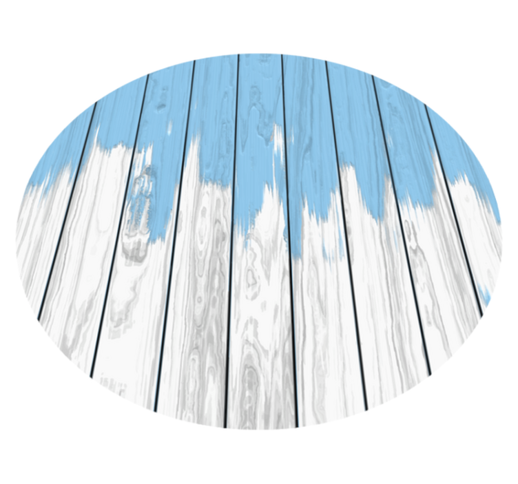 Okrugli bijeli i plavi tepih od drva - TenStickers