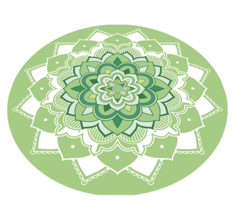 Zelena cvjetna mandala vinilne prostirke - TenStickers