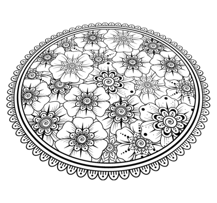 Krug crni tepih pločica mandala - TenStickers