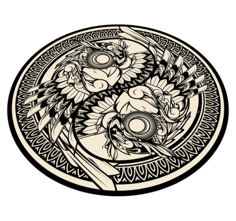 Yin yang sova doodle ukras za spavaću sobu - TenStickers