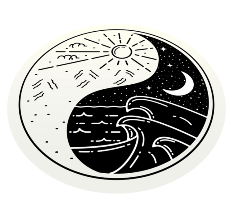 Yin yang sunce i mjesec moderni tepih - TenStickers