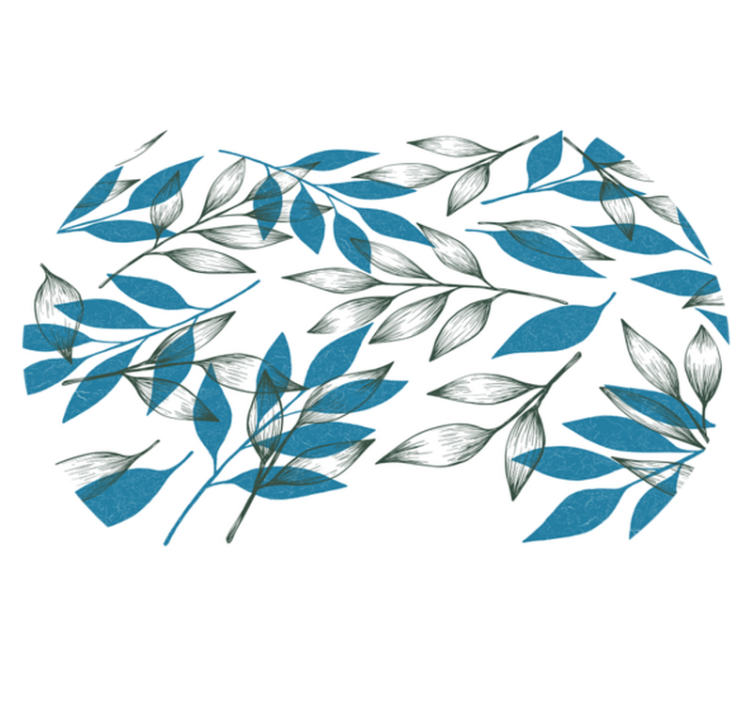 Plavi i zeleni listovi cvjetni vinil tepih - TenStickers