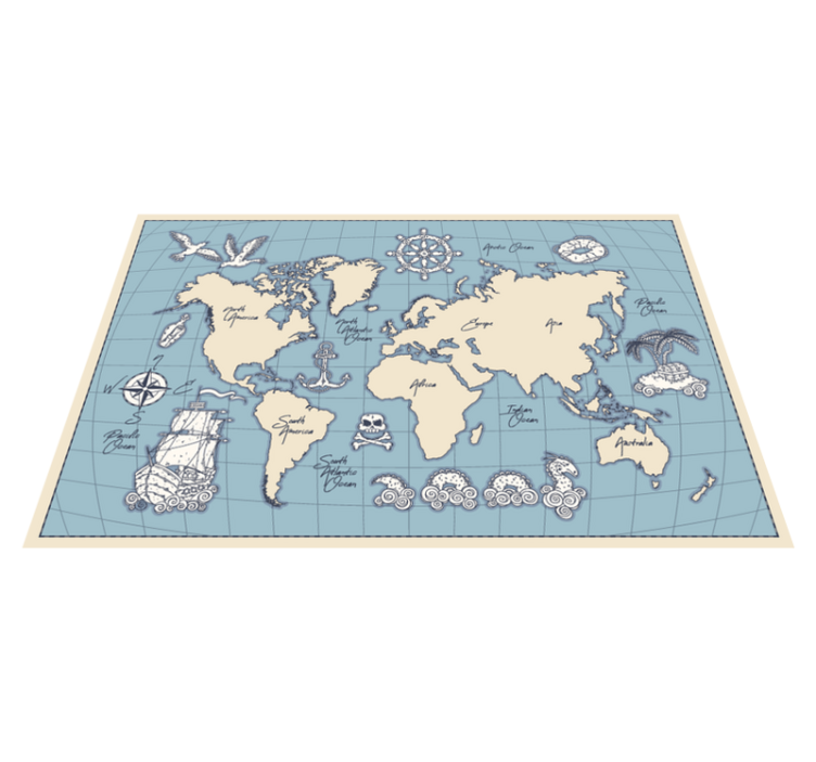 Berba worldmap karta svijeta tepih - TenStickers
