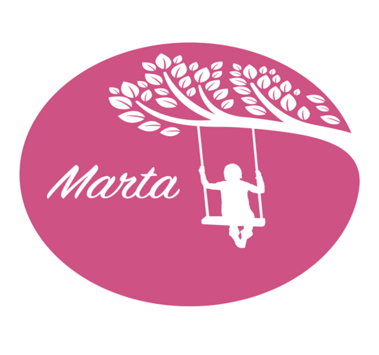 Djevojka na ljuljašci ružičasta pozadina dječji vinil tepih - TenStickers