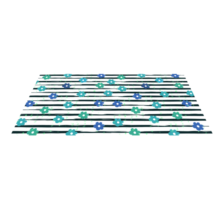 Vinil pod u kuhinji cvjetni prugasti dizajn - TenStickers