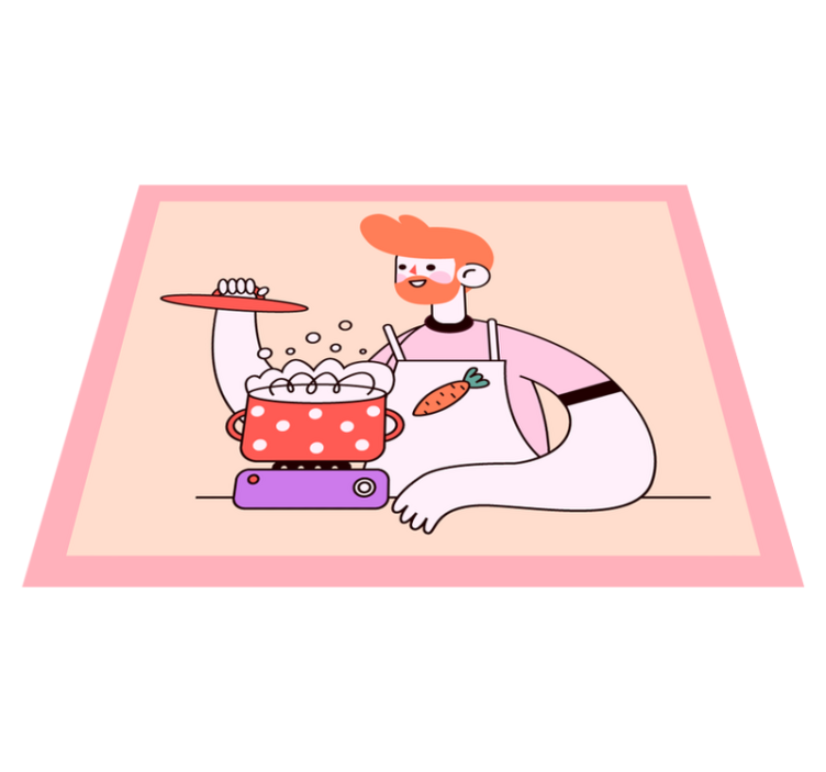 Vinil pod u kuhinji crvenokosi muškarac kuha - TenStickers