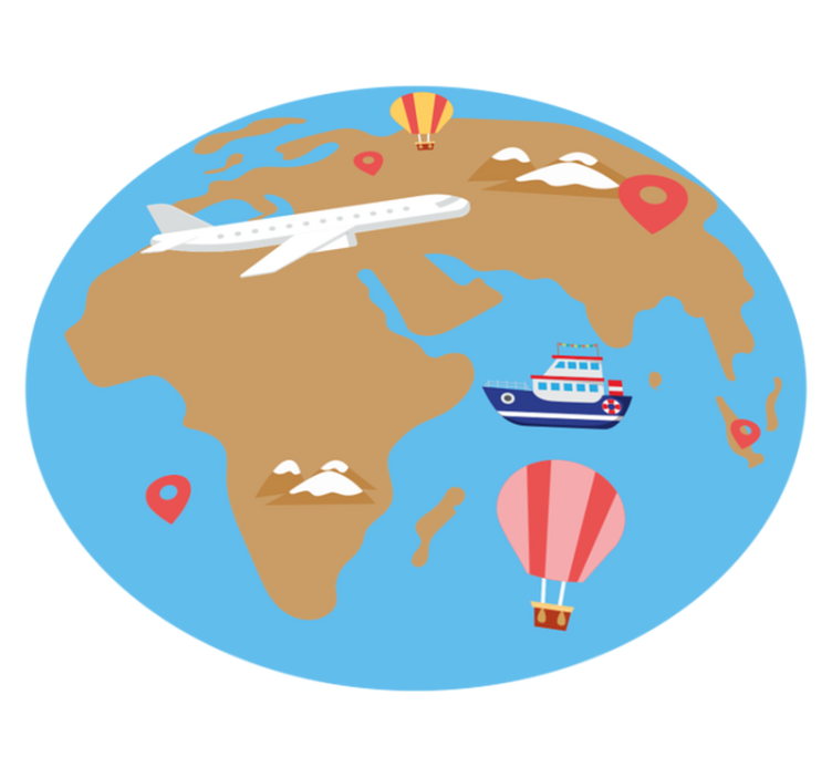 Vinil podovi karta svijeta avantura inspirirana putovanjem - TenStickers