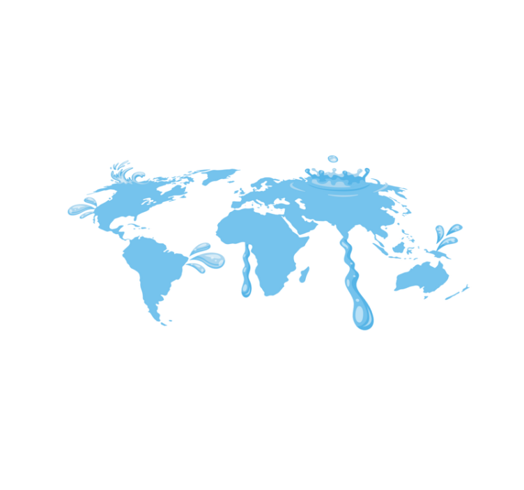 Vinil podovi karta svijeta dizajn plave vode - TenStickers