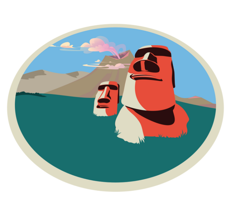 Vinil podovi karta svijeta ilustracija moai kipova - TenStickers