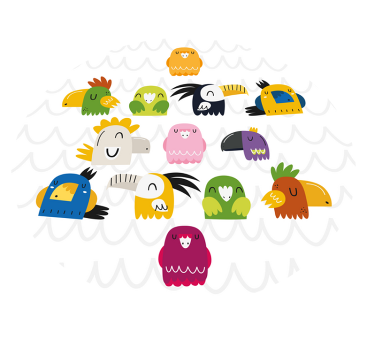 Vinil podovi djeca šarena ptičja lica - TenStickers