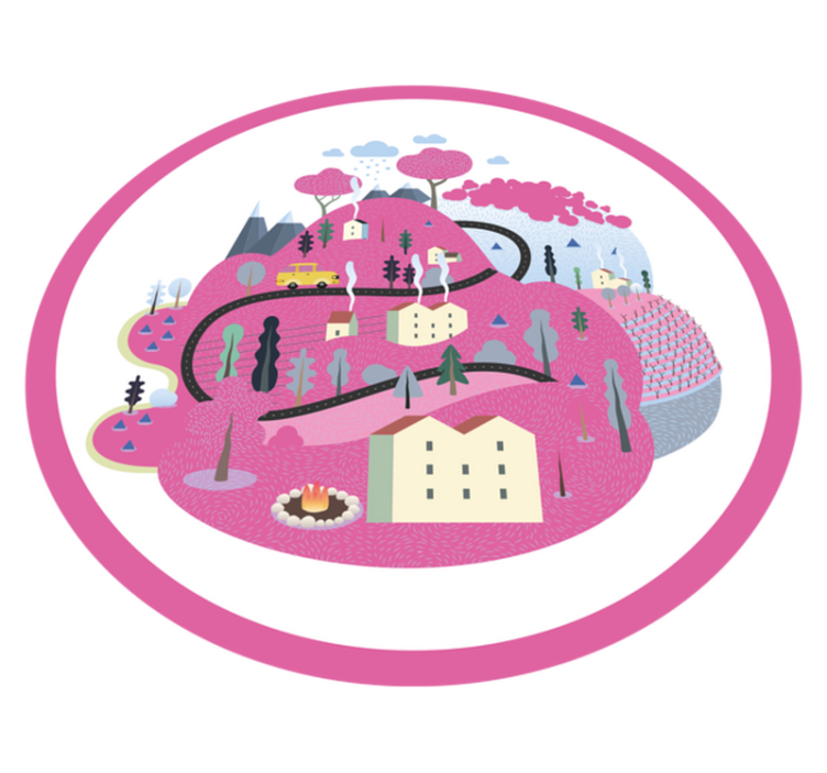 Vinil podovi ceste šareni seoski prizor - TenStickers