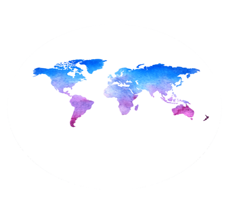 Vinil podovi karta svijeta kružna tekstura akvarela. - TenStickers