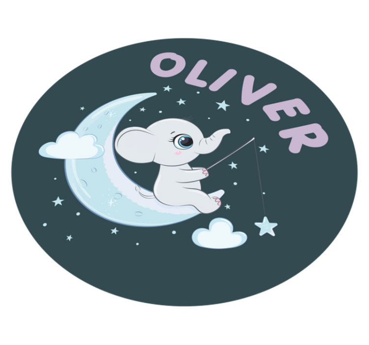 Slon okružen zvijezdama personalizirana prostirka - TenStickers