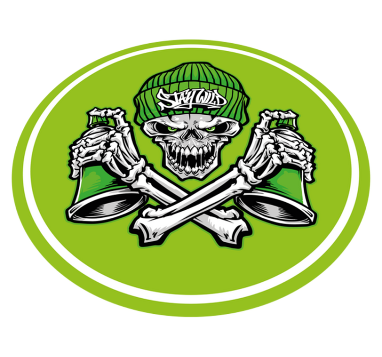 Vinil podovi kružni lubanja i pića - TenStickers