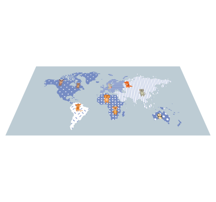 šareni sa različitim uzorcima tepih sa kartom svijeta - TenStickers