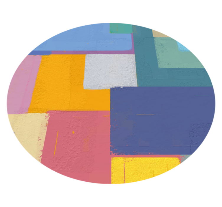 Apstraktno slikanje šareni kvadrati kružni tepih - TenStickers