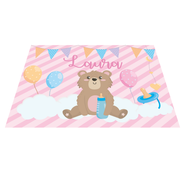 Slatki medo za djevojčicu s imenom baby play mat - TenStickers
