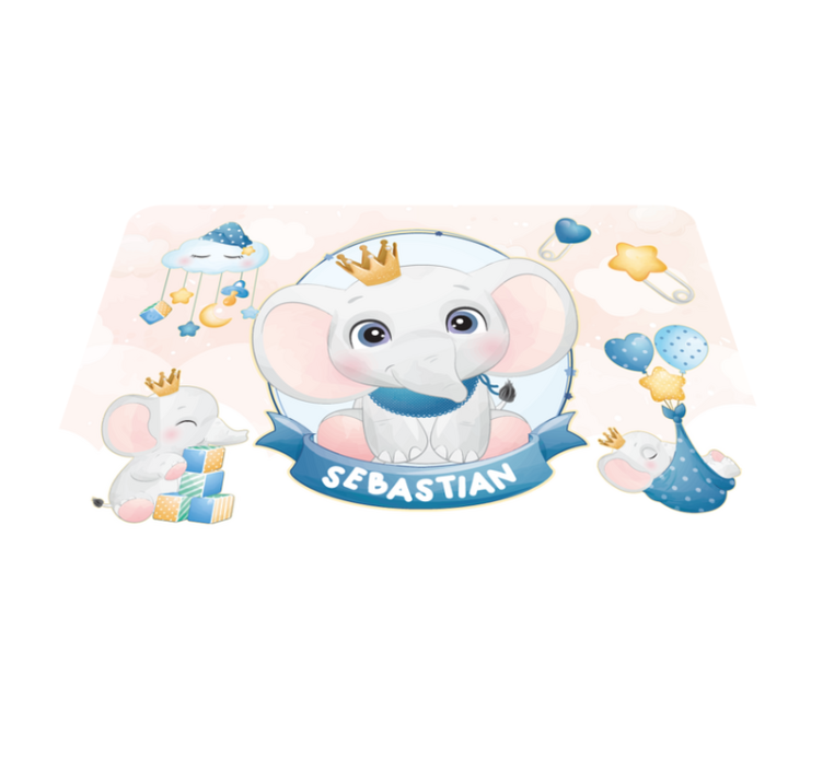 Vinil podovi s imenima okrunjeni slon drug u igri - TenStickers