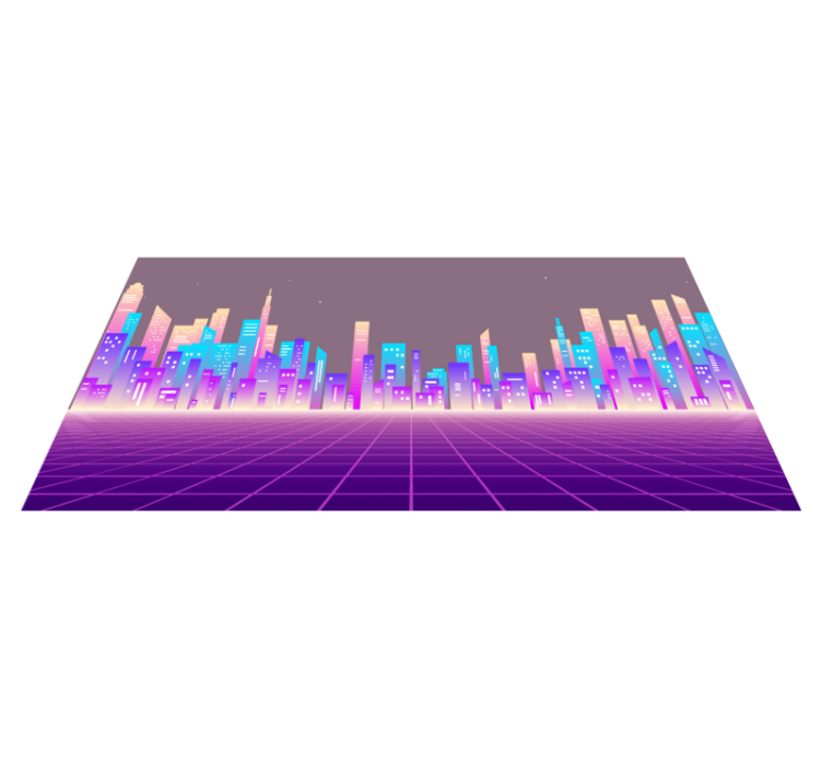 Vinil podovi moderan neon cityscape horizont - TenStickers