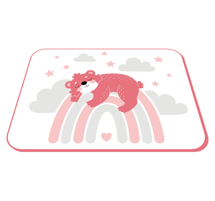 Ružičasti medvjed na prostirci za igru za bebe u duginim bojama - TenStickers