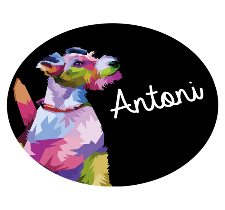 Vinil podovi s imenima šareni pseći portret - TenStickers