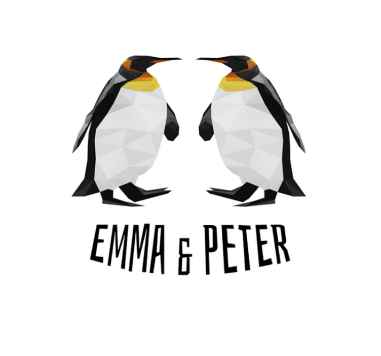 Vinil podovi s imenima geometrijski pingvini - TenStickers