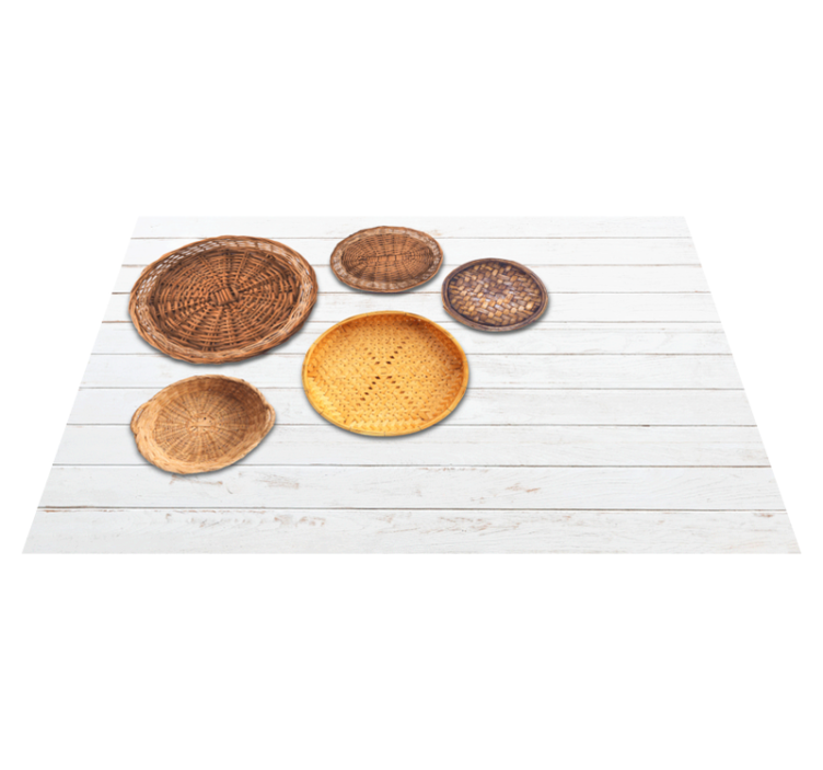 Vinil podovi siva pletene košare drvena tekstura - TenStickers