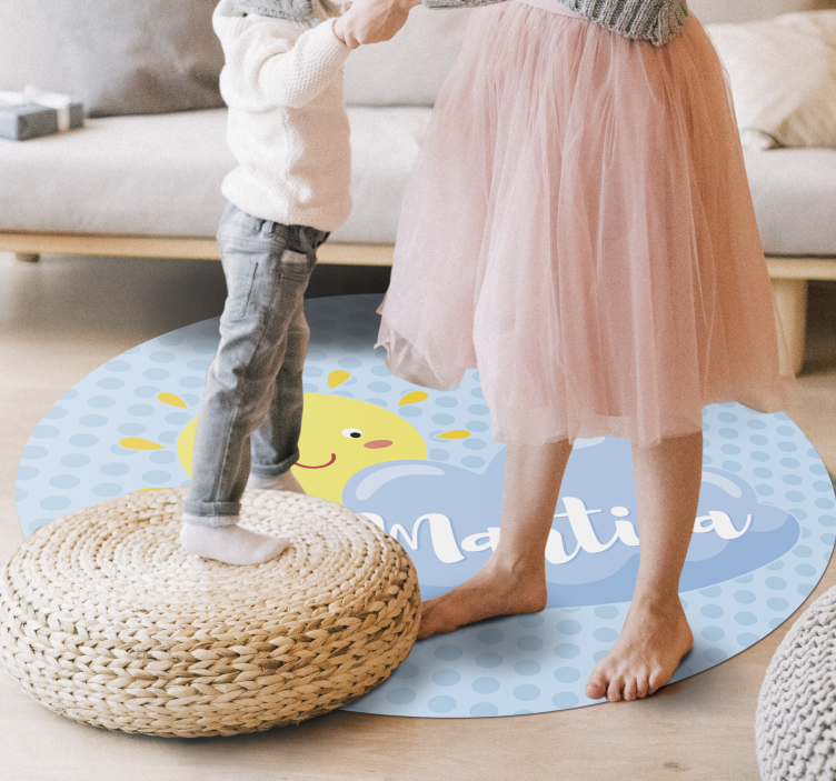 Drugi vinil podovi sunce i oblak s imenom - TenStickers