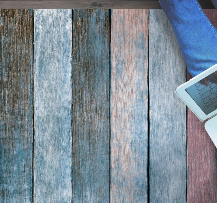 Vinil podovi efekt drva plave i ružičaste daske - TenStickers