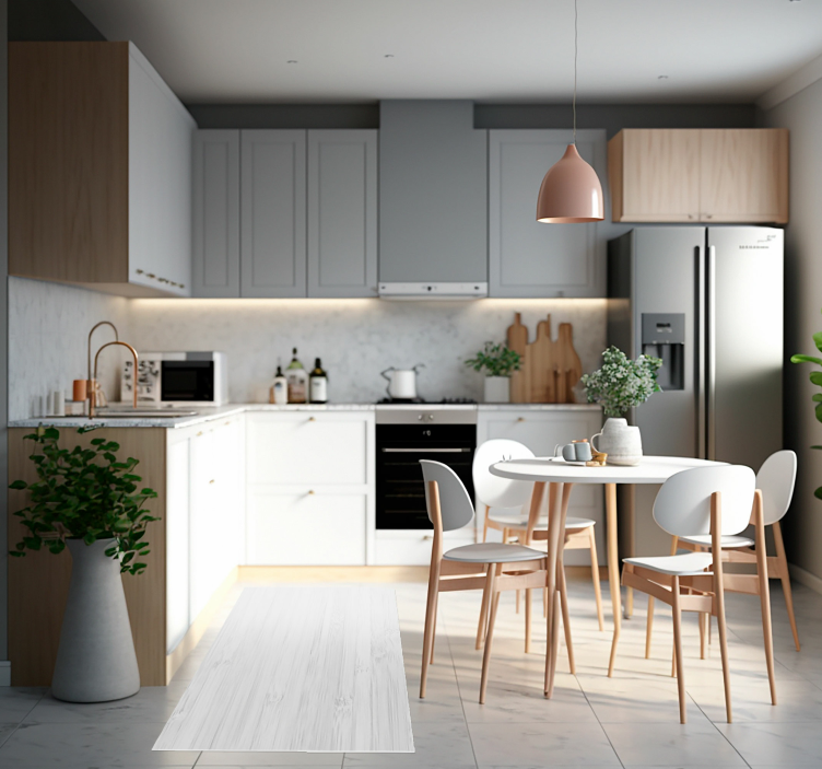 Bijeli drveni kuhinjski vinil tepih - TenStickers