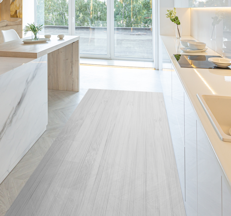 Bijeli drveni kuhinjski vinil tepih - TenStickers