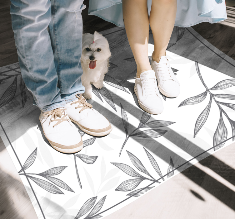 Sivo lišće na bijeloj podlozi vinil prostirka - TenStickers