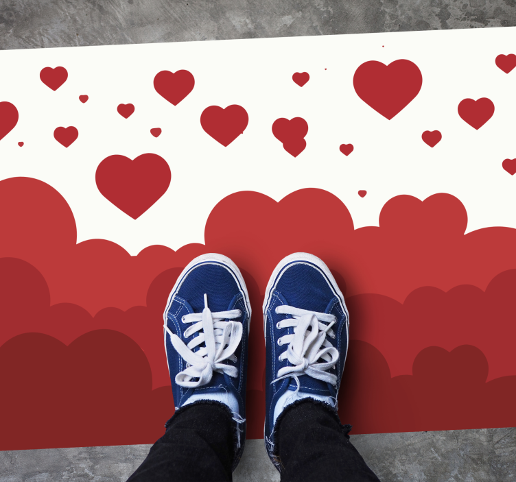 Vinil podovi spavaća soba crveno srce oblačni uzorak - TenStickers