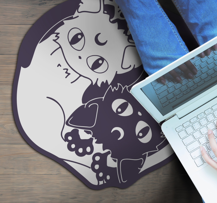 Anime mačka yin yang vinil prostirka - TenStickers