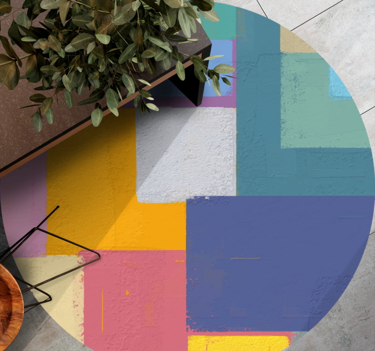 Apstraktno slikanje šareni kvadrati kružni tepih - TenStickers