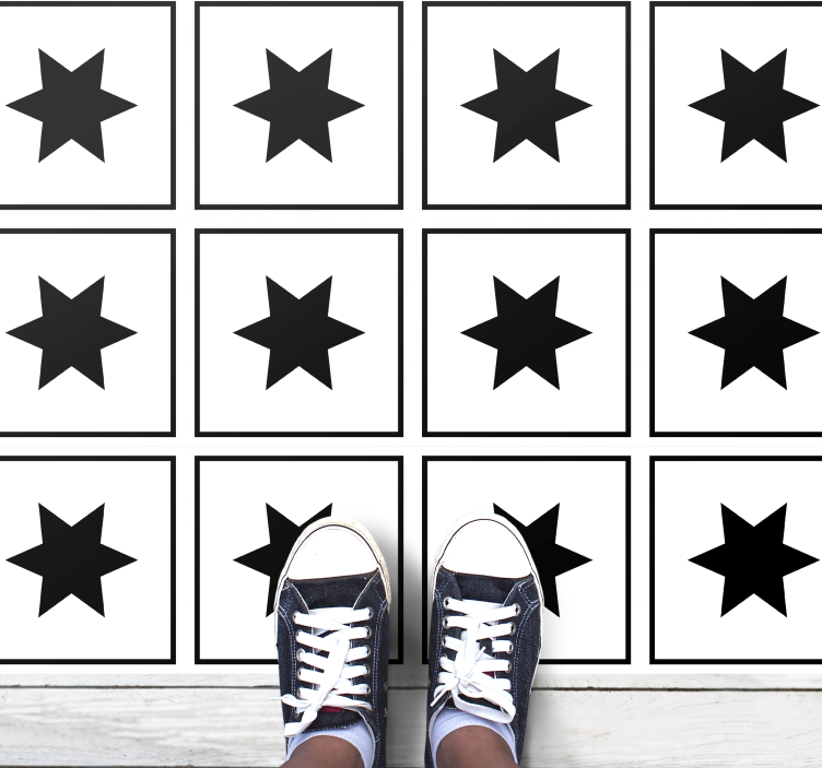 Bijela zvijezda efekt crnih pločica vinil prostirka - TenStickers