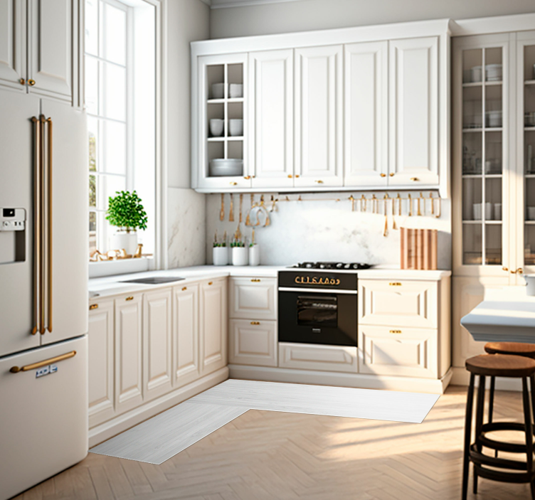 Bijeli drveni kuhinjski vinil tepih - TenStickers