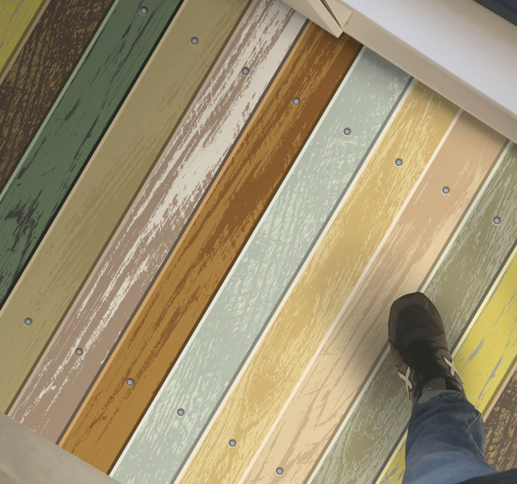 Izblijedjelih šarenih drvenih trkača u hodniku - TenStickers