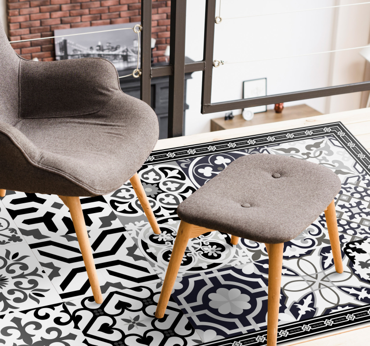 Crni cementni repovi pločica tepih - TenStickers