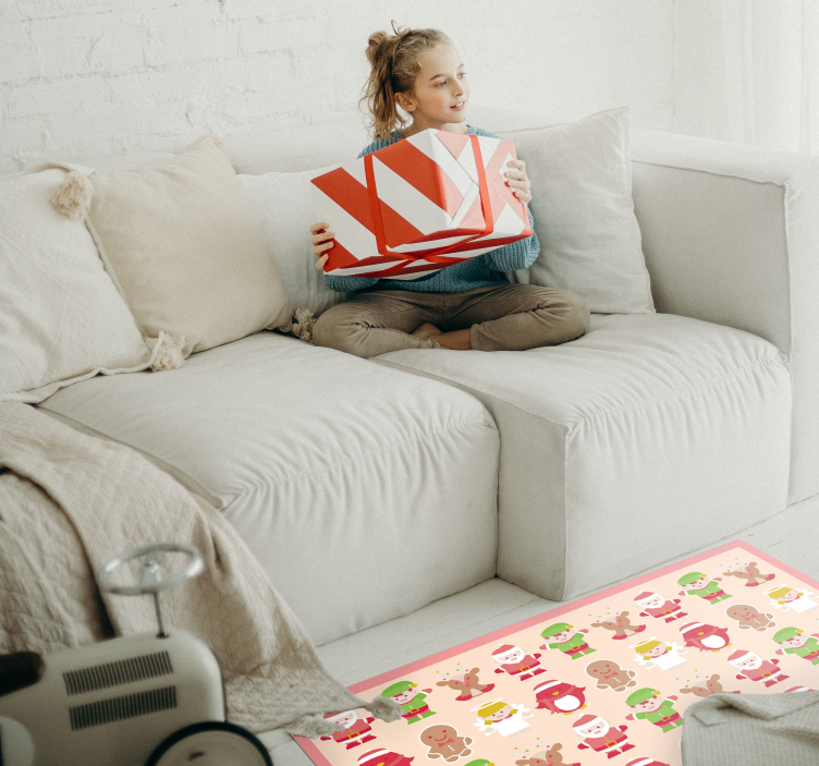 Crtani sobovi i vilenjaci božićni vinil tepih - TenStickers