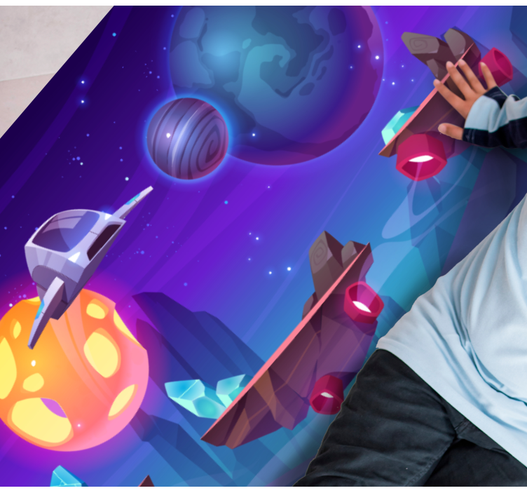 Crtani spacehuttle u svemiru vinil prostirka - TenStickers