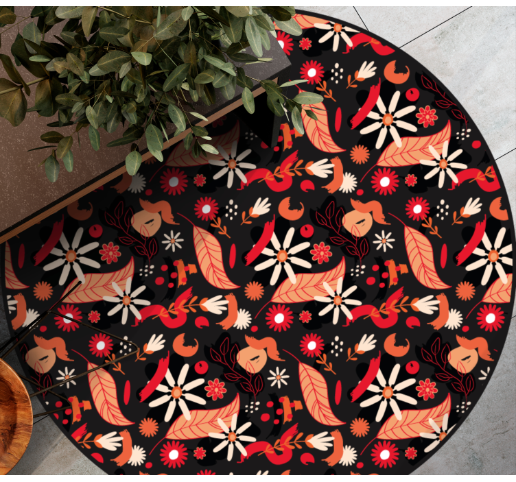 Crveni i crni cvjetni uzorak cvjetni tepih - TenStickers