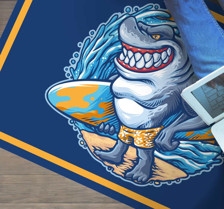 Daska za surfanje morski pas crtić moderni sag - TenStickers