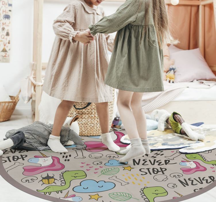 Dinosaur gljiva jednorog s tekstovima prilagođeni tepih - TenStickers