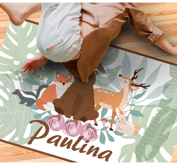 Djevojačke šumske životinje personalizirani životinjski tepih - TenStickers