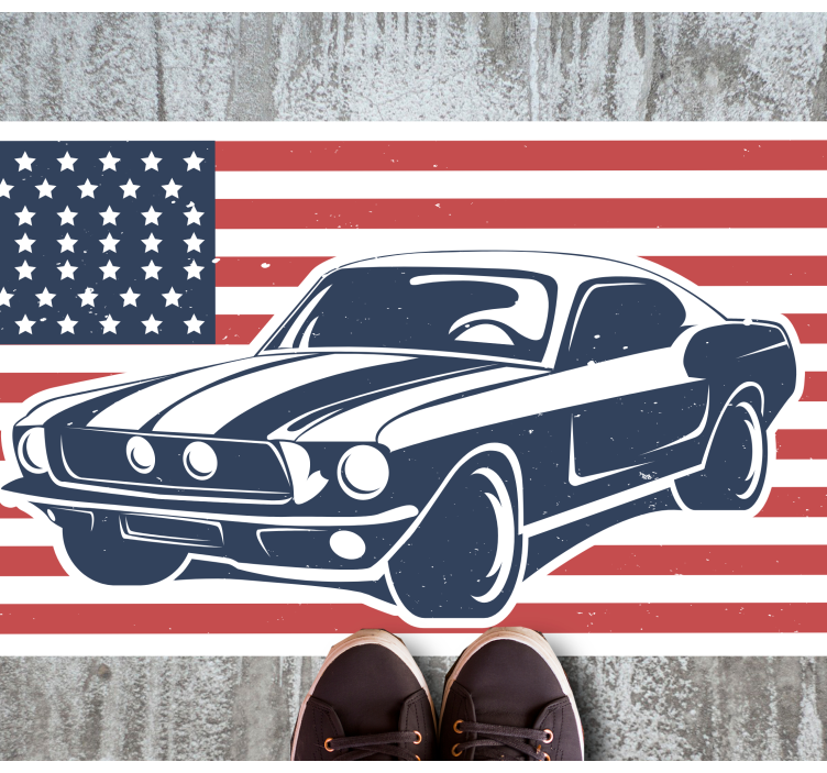 Vinil podovi tinejdžeri američka zastava i automobil - TenStickers